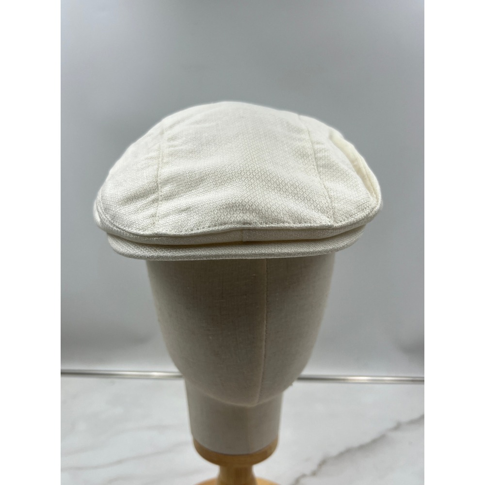 Awearness Kenneth Cole Flat Cap Men's Large White Linen Blend Driving Hat NWT